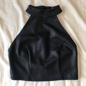 UO faux leatherette crop top